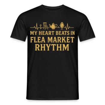 Mein Herz Schlägt Im Flohmarkt Rhythmus - Männer T-Shirt - Schwarz - Vorne - AI Model Male 178 light (178cm)