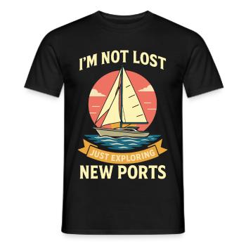 Drôle de dicton : Le capitaine n’est pas perdu et explore simplement - T-shirt homme - noir - Devant - AI Model Male 178 light (178cm)
