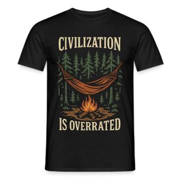 Civilization is overrated prepper survival - Men's T-Shirt - black - Front - AI Model Male 178 light (178cm)