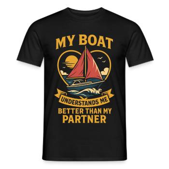 My Boat Understands Me Better Humor Captain - Men's T-Shirt - black - Front - AI Model Male 178 light (178cm)