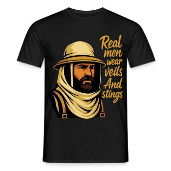 Real Men Wear Veils And Stings Imker Bienen Honig - Männer T-Shirt - Schwarz - Vorne - AI Model Male 178 light (178cm)
