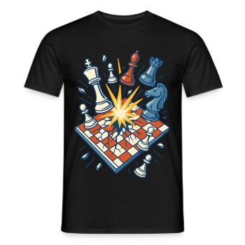 Chess Explosion Funny Chess Player Design - Men's T-Shirt - black - Front - AI Model Male 178 light (178cm)