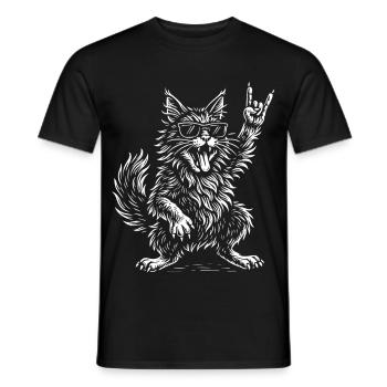 Rock Musik Maine Coon Katze Lustig Heavy Metal - Männer T-Shirt - Schwarz - Vorne - AI Model Male 178 light (178cm)