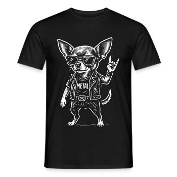 Métal Chihuahua Chien Rock Musique Drôle Heavy Metal - T-shirt homme - noir - Devant - AI Model Male 178 light (178cm)