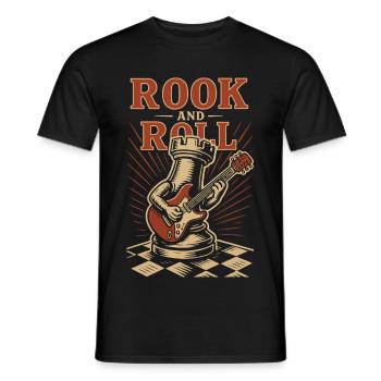 Rook And Roll Chess Player Board Game Fun - Men's T-Shirt - black - Front - AI Model Male 178 light (178cm)