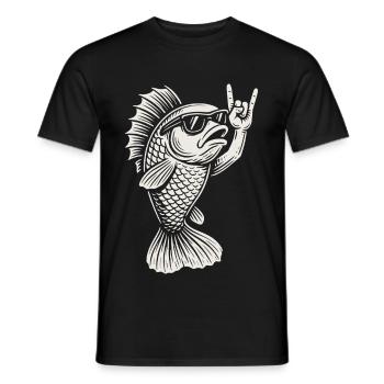 Metal Music Goldfish Rock Music Funny Fish Rock - Men's T-Shirt - black - Front - AI Model Male 178 light (178cm)