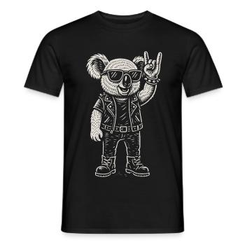 Rock Musique Drôle Heavy Metal Koala Rétro - T-shirt homme - noir - Devant - AI Model Male 178 light (178cm)