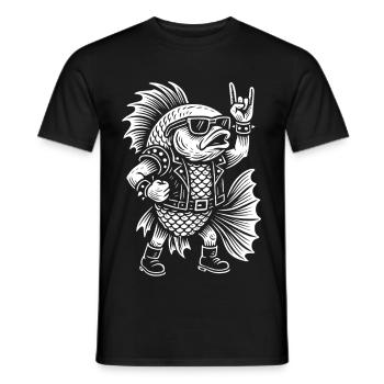 Métal Musique Rock Humour Guppy Fish - T-shirt homme - noir - Devant - AI Model Male 178 light (178cm)