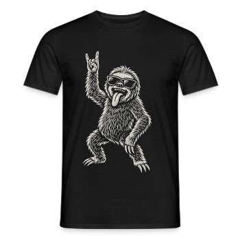 Lustige Rockmusik Faultier Heavy Metal Vibes - Männer T-Shirt - Schwarz - Vorne - AI Model Male 178 light (178cm)