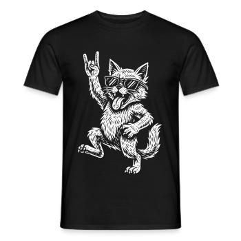Metal Musik Lustige Katze Rock Musik Retro Style - Männer T-Shirt - Schwarz - Vorne - AI Model Male 178 light (178cm)