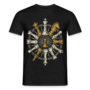 pièces d’échecs roue mandala jeu de société de joueur d’échecs - T-shirt homme - noir - Devant - AI Model Male 178 light (178cm)
