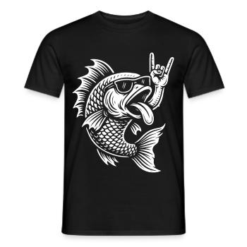 Rock Musik Lustiger Guppy Fisch Metall Musik Retro - Männer T-Shirt - Schwarz - Vorne - AI Model Male 178 light (178cm)
