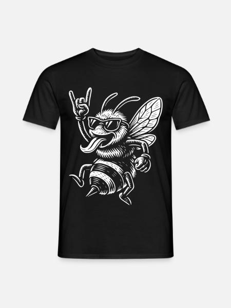 Rock Musik Funny Heavy Metal Retro Bee Vibe - Männer T-Shirt - Schwarz