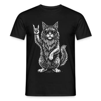 Maine Coon Cat Funny Rock Music Heavy Metal - Men's T-Shirt - black - Front - AI Model Male 178 light (178cm)