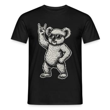 Rock Music Koala Heavy Metal Funny Design - Men's T-Shirt - black - Front - AI Model Male 178 light (178cm)