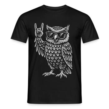 Rockmusik Eule Lustig Heavy Metal Retro - Männer T-Shirt - Schwarz - Vorne - AI Model Male 178 light (178cm)