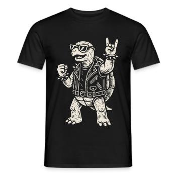 Rock Musique Tortue Drôle Heavy Metal Rétro - T-shirt homme - noir - Devant - AI Model Male 178 light (178cm)