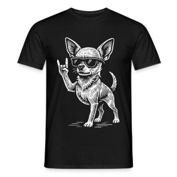Chihuahua Rock Musik Metal Vibes Lustiger Hund - Männer T-Shirt - Schwarz - Vorne - AI Model Male 178 light (178cm)