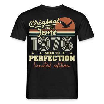 Born in June 1976, June 1976, Born June 1976 June 1976 - Men's T-Shirt - black - Front - AI Model Male 178 light (178cm)