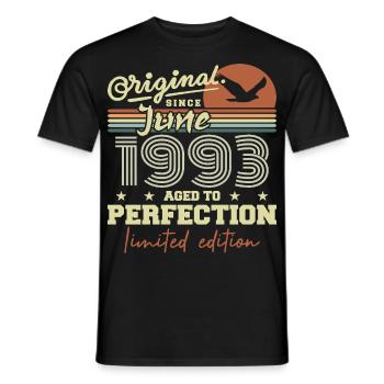 Born in June 1993, June 1993, Born June 1993 June 1993 - Men's T-Shirt - black - Front - AI Model Male 178 light (178cm)