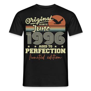 Né en Juin 1996, Juin 1996, Né juin 1996 June 1996 - T-shirt homme - noir - Devant - AI Model Male 178 light (178cm)