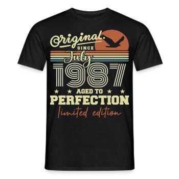 July 1987 Retro Birthday Born In July 1987 - Men's T-Shirt - black - Front - AI Model Male 178 light (178cm)