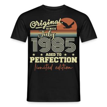 Juillet 1985 Anniversaire Rétro Né en Juillet 1985 - T-shirt homme - noir - Devant - AI Model Male 178 light (178cm)