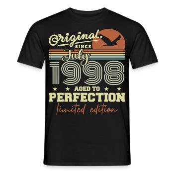 Juillet 1998 Anniversaire Rétro Né en Juillet 1998 - T-shirt homme - noir - Devant - AI Model Male 178 light (178cm)