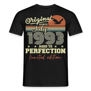 July 1993 Retro Birthday Born in July 1993 - Men's T-Shirt - black - Front - AI Model Male 178 light (178cm)