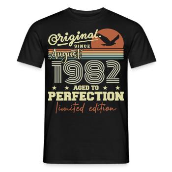 August 1982 Geburtstag August 1982 Jahrgang August 1982 - Männer T-Shirt - Schwarz - Vorne - AI Model Male 178 light (178cm)