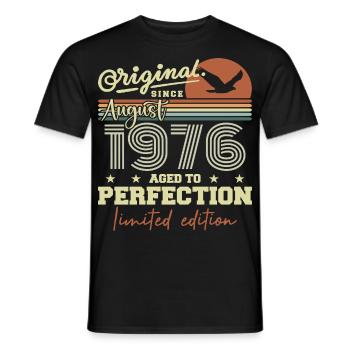 August 1976 Geburtstag August 1976 Jahrgang August 1976 - Männer T-Shirt - Schwarz - Vorne - AI Model Male 178 light (178cm)