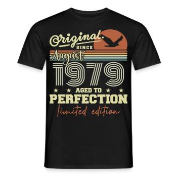 August 1979 Birthday August 1979 Vintage August 1979 - Men's T-Shirt - black - Front - AI Model Male 178 light (178cm)