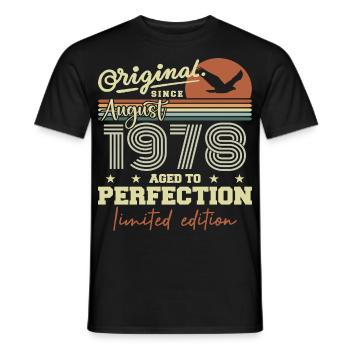 August 1978 Geburtstag August 1978 Jahrgang August 1978 - Männer T-Shirt - Schwarz - Vorne - AI Model Male 178 light (178cm)