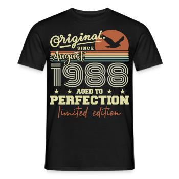August 1988 Birthday August 1988 Vintage August 1988 - Men's T-Shirt - black - Front - AI Model Male 178 light (178cm)