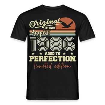 August 1986 Birthday August 1986 Vintage August 1986 - Men's T-Shirt - black - Front - AI Model Male 178 light (178cm)