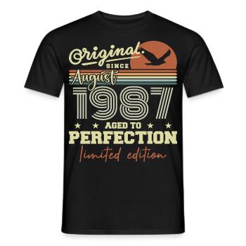 Août 1987 Anniversaire Août 1987 Vintage Août 1987 - T-shirt homme - noir - Devant - AI Model Male 178 light (178cm)