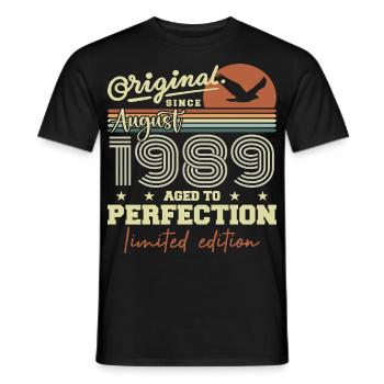 August 1989 Birthday August 1989 Vintage August 1989 - Men's T-Shirt - black - Front - AI Model Male 178 light (178cm)
