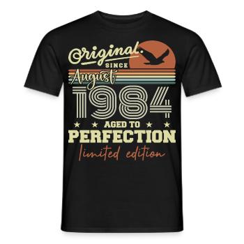 Août 1984 Anniversaire Août 1984 Vintage Août 1984 - T-shirt homme - noir - Devant - AI Model Male 178 light (178cm)