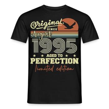 August 1995 Birthday August 1995 Vintage August 1995 - Men's T-Shirt - black - Front - AI Model Male 178 light (178cm)