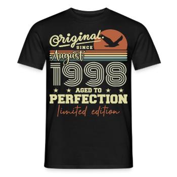 August 1998 Birthday August 1998 Vintage August 1998 - Men's T-Shirt - black - Front - AI Model Male 178 light (178cm)