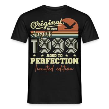 August 1999 Birthday August 1999 Vintage August 1999 - Men's T-Shirt - black - Front - AI Model Male 178 light (178cm)