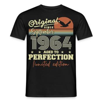 Born in September 1964 September - September 1964 - Men's T-Shirt - black - Front - AI Model Male 178 light (178cm)