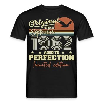 Né en Septembre 1962 Septembre - September 1962 - T-shirt homme - noir - Devant - AI Model Male 178 light (178cm)