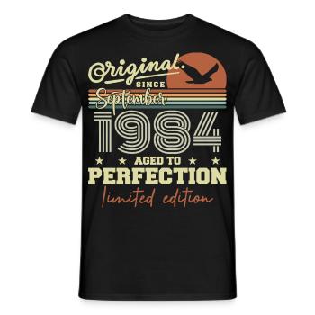 Born in September 1984 September - September 1984 - Men's T-Shirt - black - Front - AI Model Male 178 light (178cm)