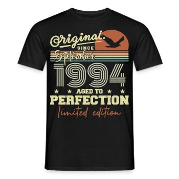 Né en Septembre 1994 Septembre - September 1994 - T-shirt homme - noir - Devant - AI Model Male 178 light (178cm)