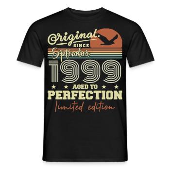 Né en Septembre 1999 Septembre - September 1999 - T-shirt homme - noir - Devant - AI Model Male 178 light (178cm)