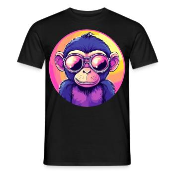 Neon Affe mit Sonnenbrille - Männer T-Shirt - Schwarz - Vorne - AI Model Male 178 light (178cm)