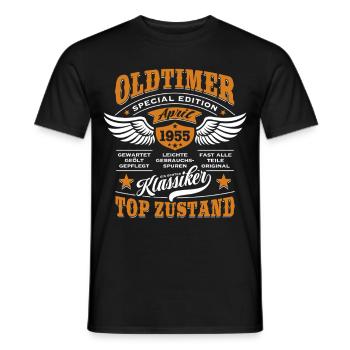 Oldtimer April 1955 - Geburtstag - Geschenk - Männer T-Shirt - Schwarz - Vorne - AI Model Male 178 light (178cm)