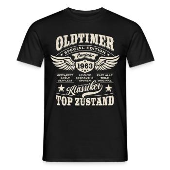 Oldtimer Baujahr 1963 - Geburtstag - Geschenk - Männer T-Shirt - Schwarz - Vorne - AI Model Male 178 light (178cm)