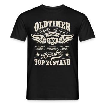 Oldtimer Baujahr 1981 - Geburtstag - Geschenk - Männer T-Shirt - Schwarz - Vorne - AI Model Male 178 light (178cm)
